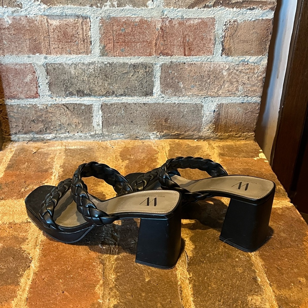 Women's Black Braided Heeled Sandals